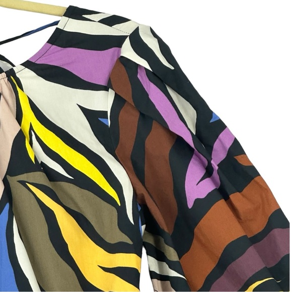 Who What Wear Women’s Fluffy Sleeve Geometric Print Midi Dress W/Pockets Size XS - Picture 6 of 12